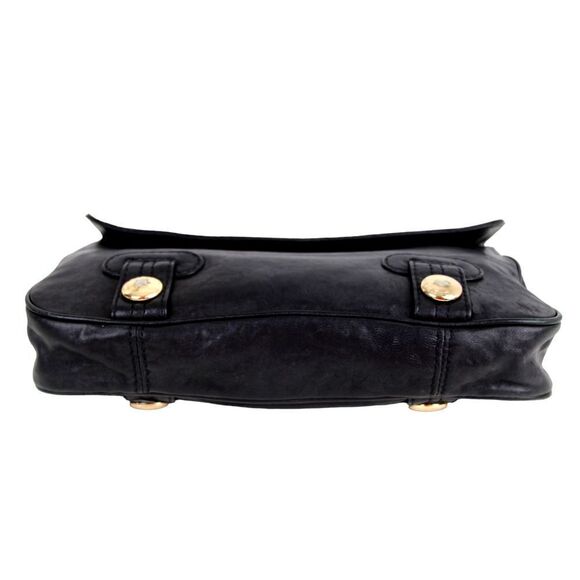 Gustto SOFT BLACK GENUINE LEATHER FLAP LOGO CLUTCH HANDBAG WALLET PURSE - Picture 6 of 16